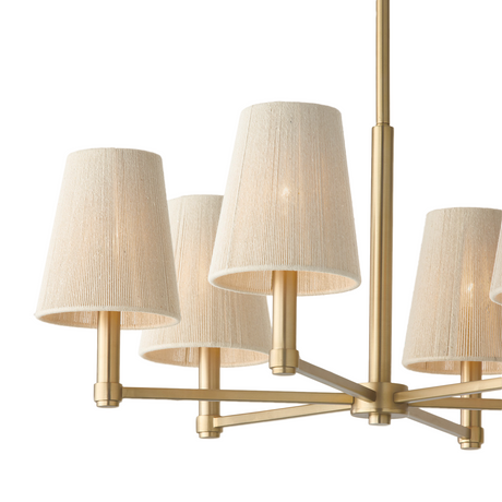 Evren 6 Light Chandelier 30", Matte Brass with Natural Rope