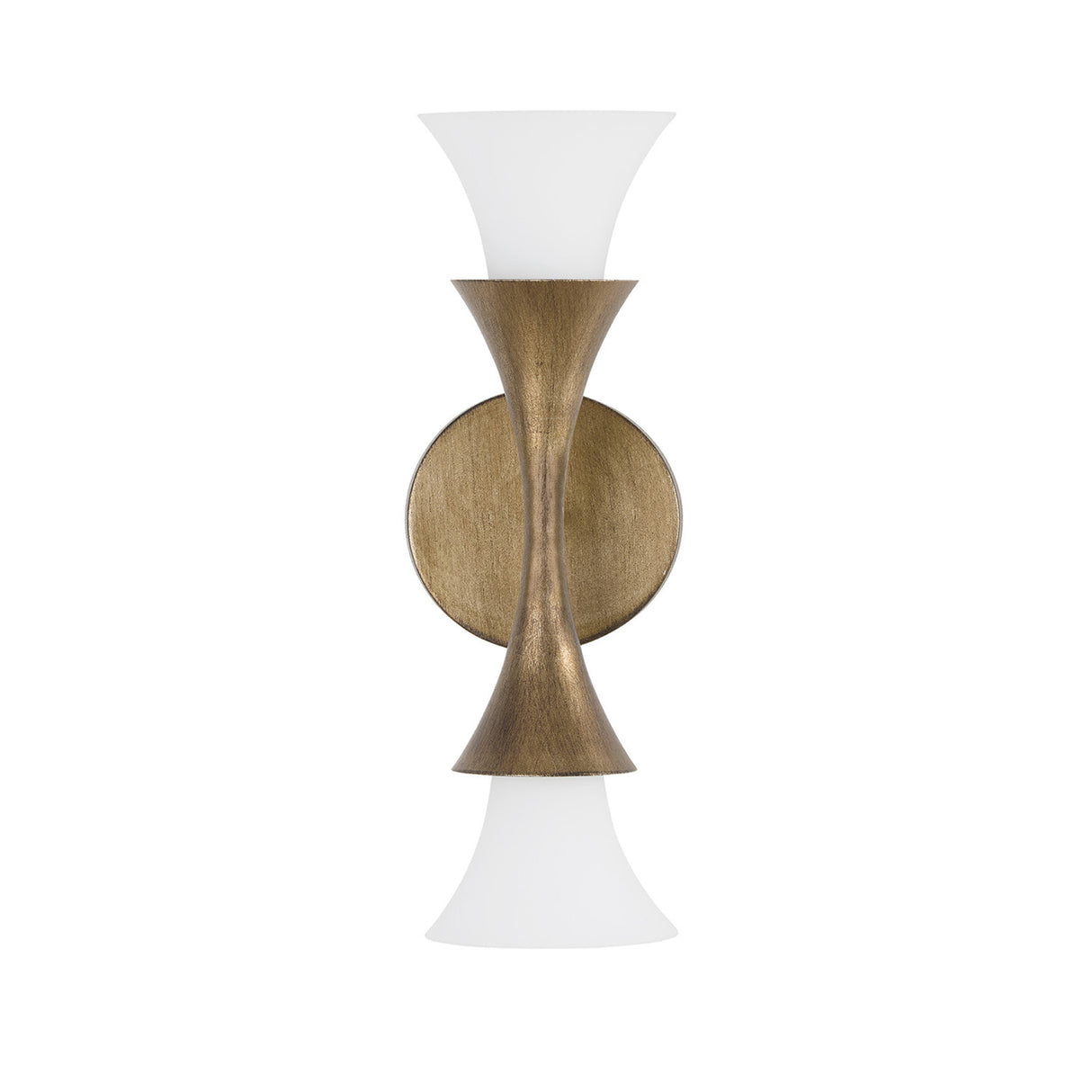 Fleur 2 Light Wall Sconce 15", Textured Brushed Brass