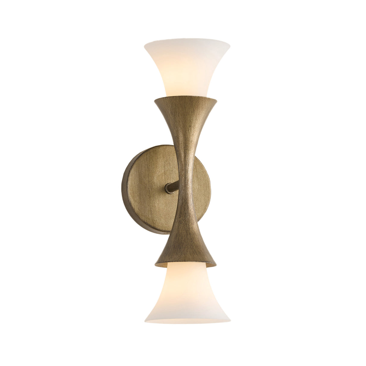 Fleur 2 Light Wall Sconce 15", Textured Brushed Brass
