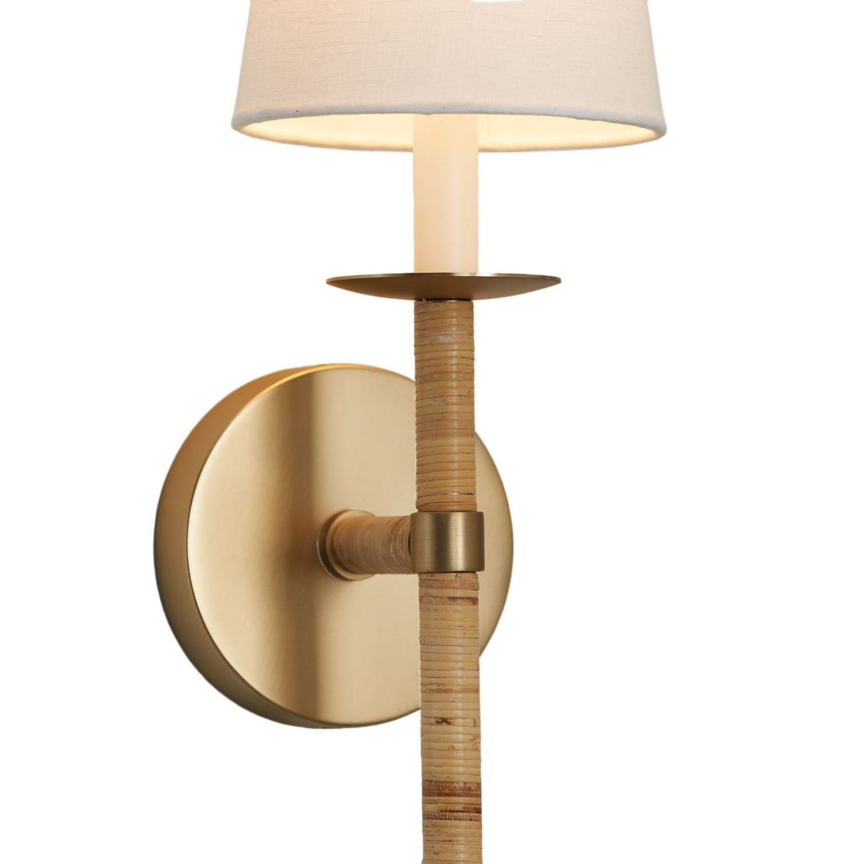 Faris Wall Sconce 18", Matte Brass with Rattan