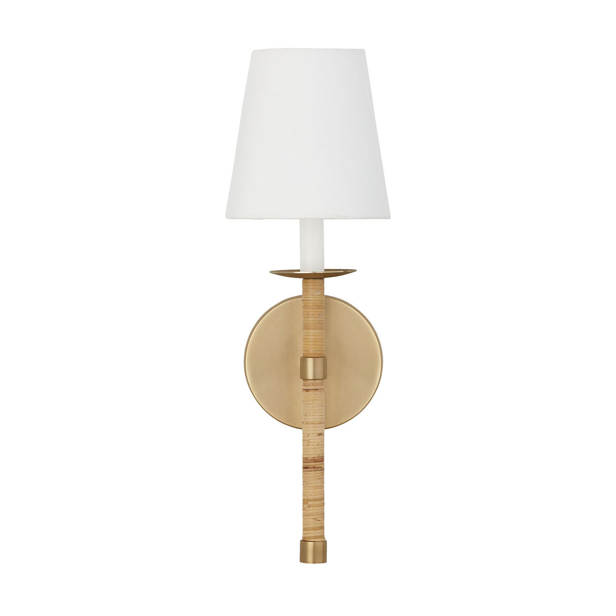 Faris Wall Sconce 18", Matte Brass with Rattan