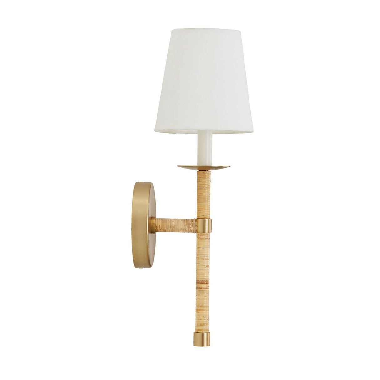 Faris Wall Sconce 18", Matte Brass with Rattan