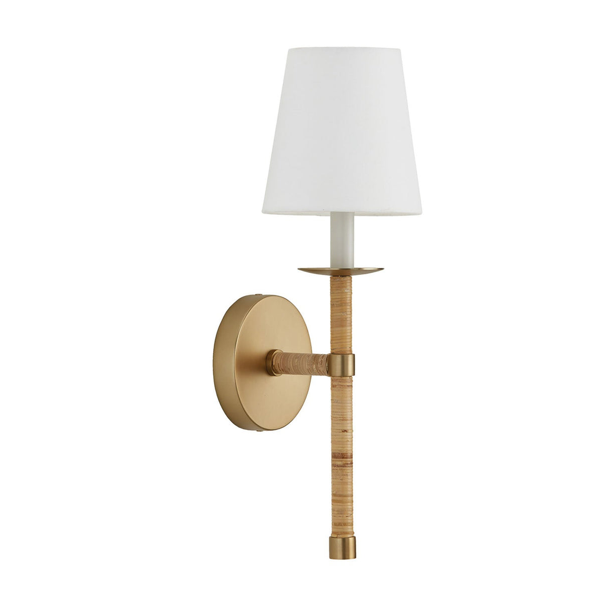 Faris Wall Sconce 18", Matte Brass with Rattan