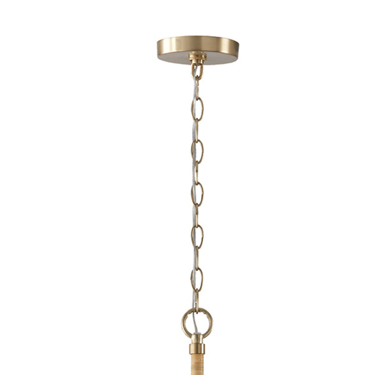 Faris 6 Light Chandelier 38", Matte Brass with Rattan
