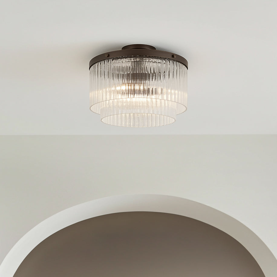 Libra Flush Mount 16" for Modern home with Warm Beige walls