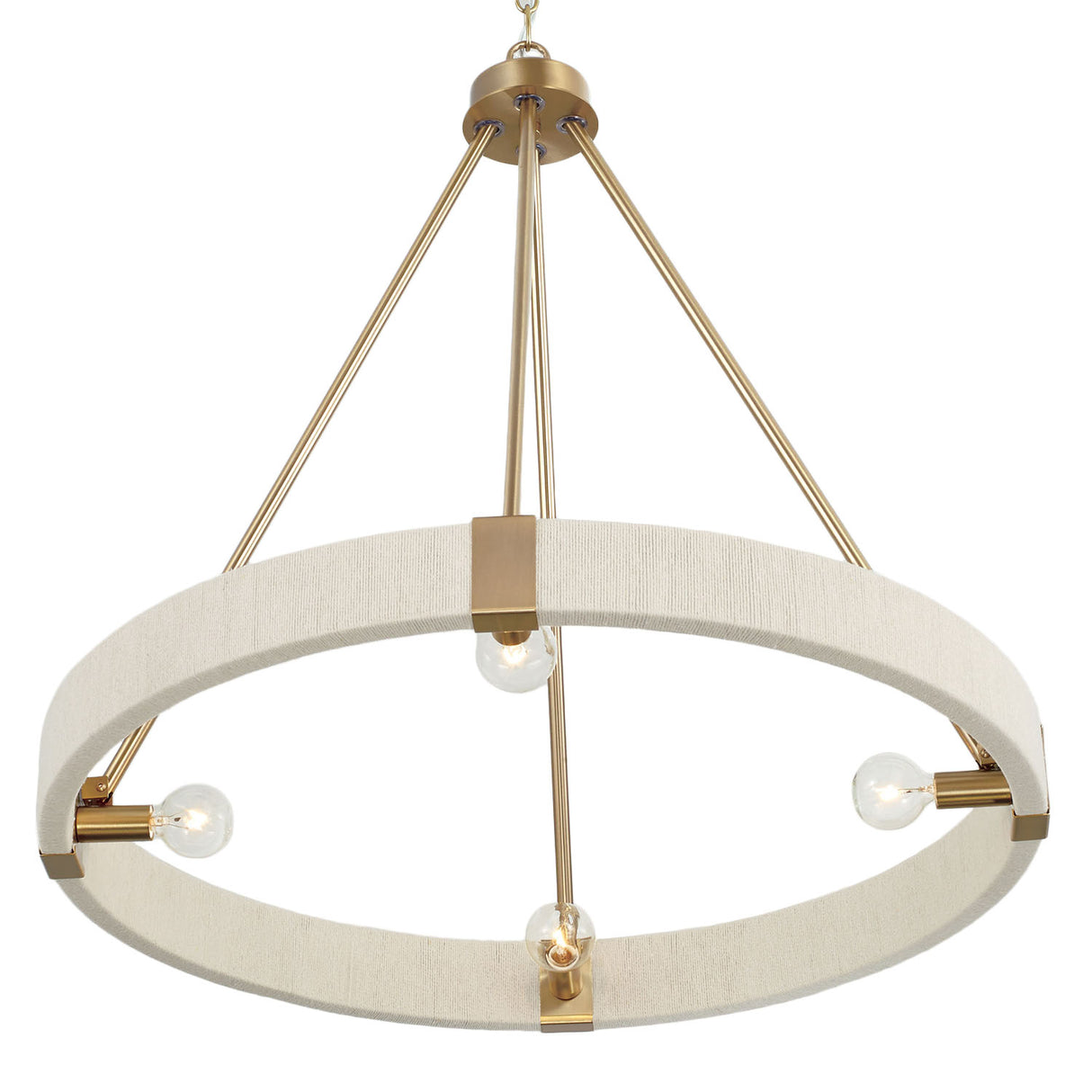 Saltair Ring Chandelier 26", Matte Brass with Natural Rope
