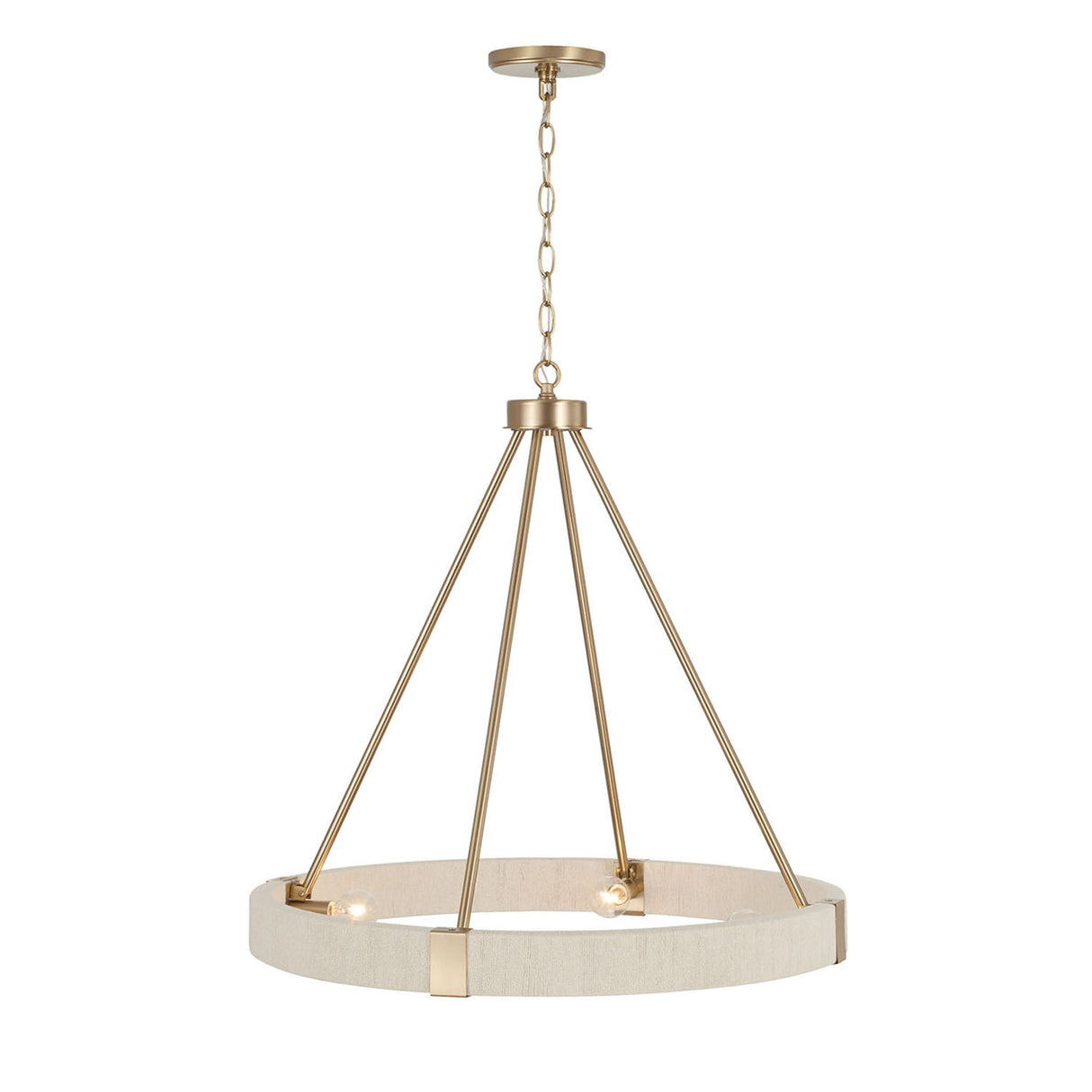Saltair Ring Chandelier 26", Matte Brass with Natural Rope