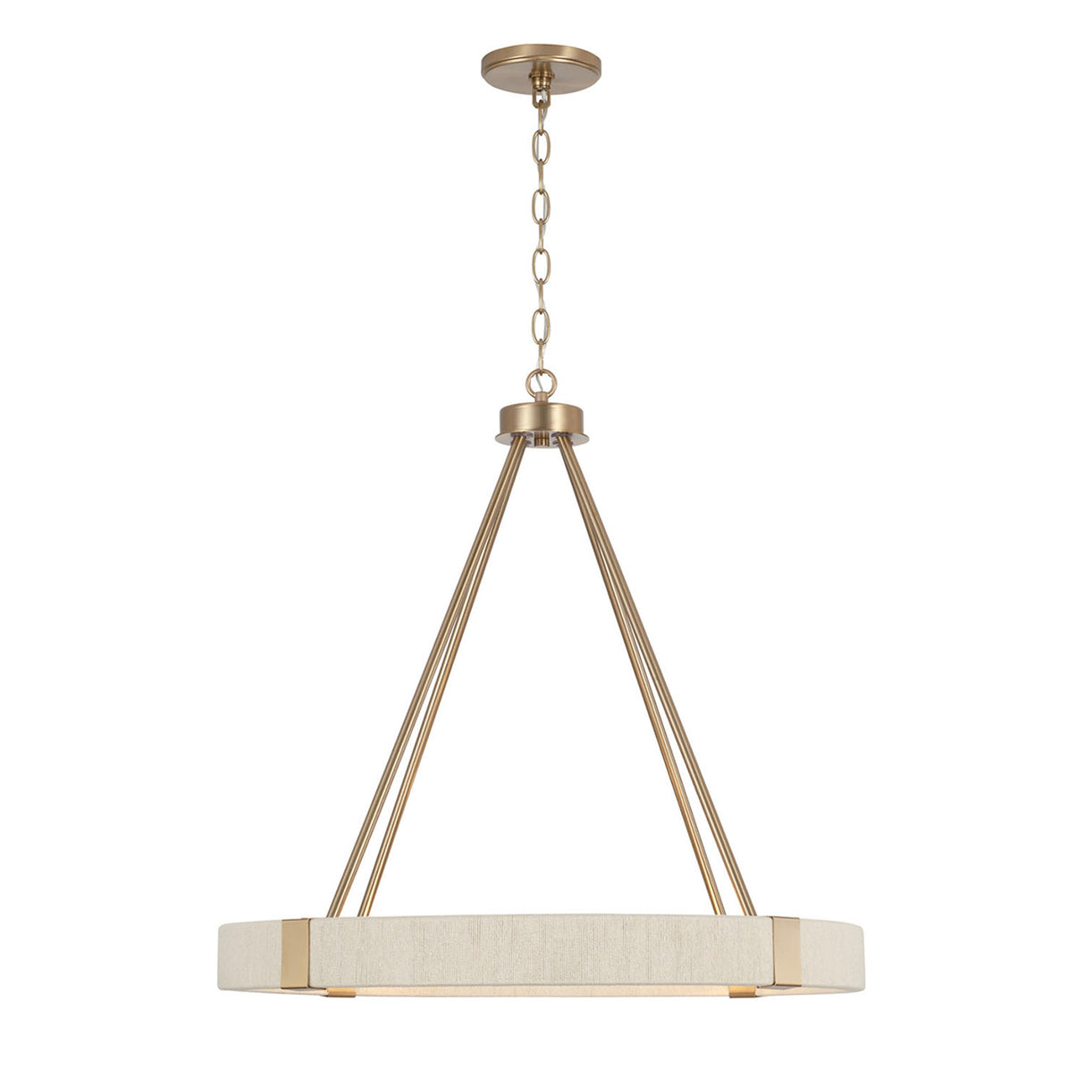Saltair Ring Chandelier 26", Matte Brass with Natural Rope
