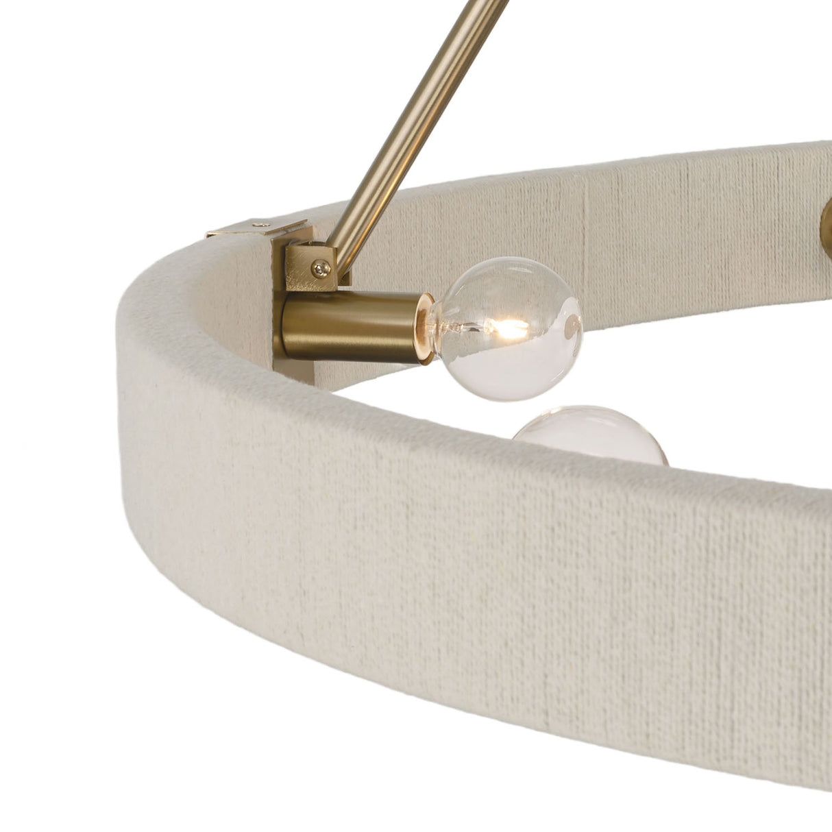 Saltair Ring Chandelier 36", Matte Brass with Natural Rope