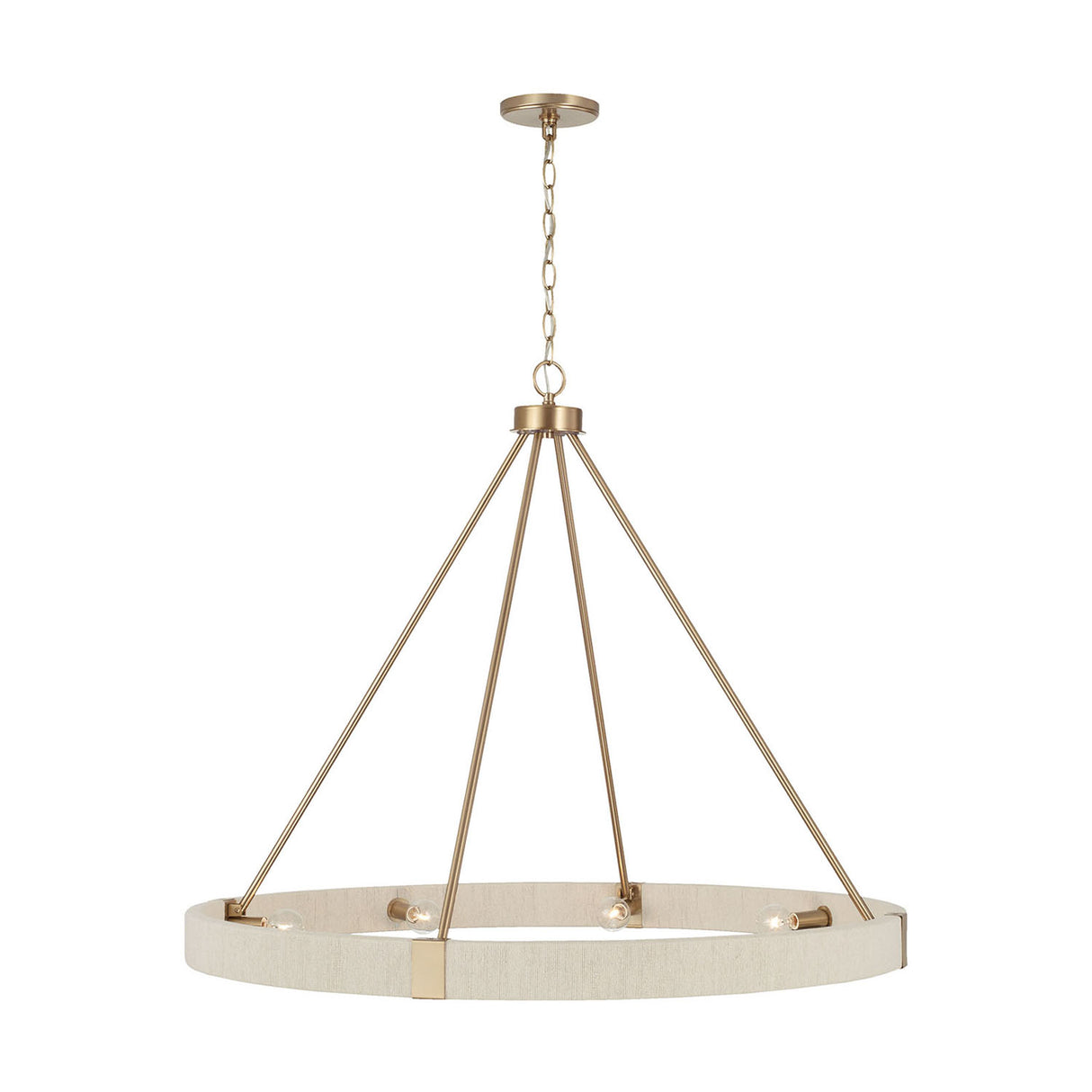 Saltair Ring Chandelier 36", Matte Brass with Natural Rope