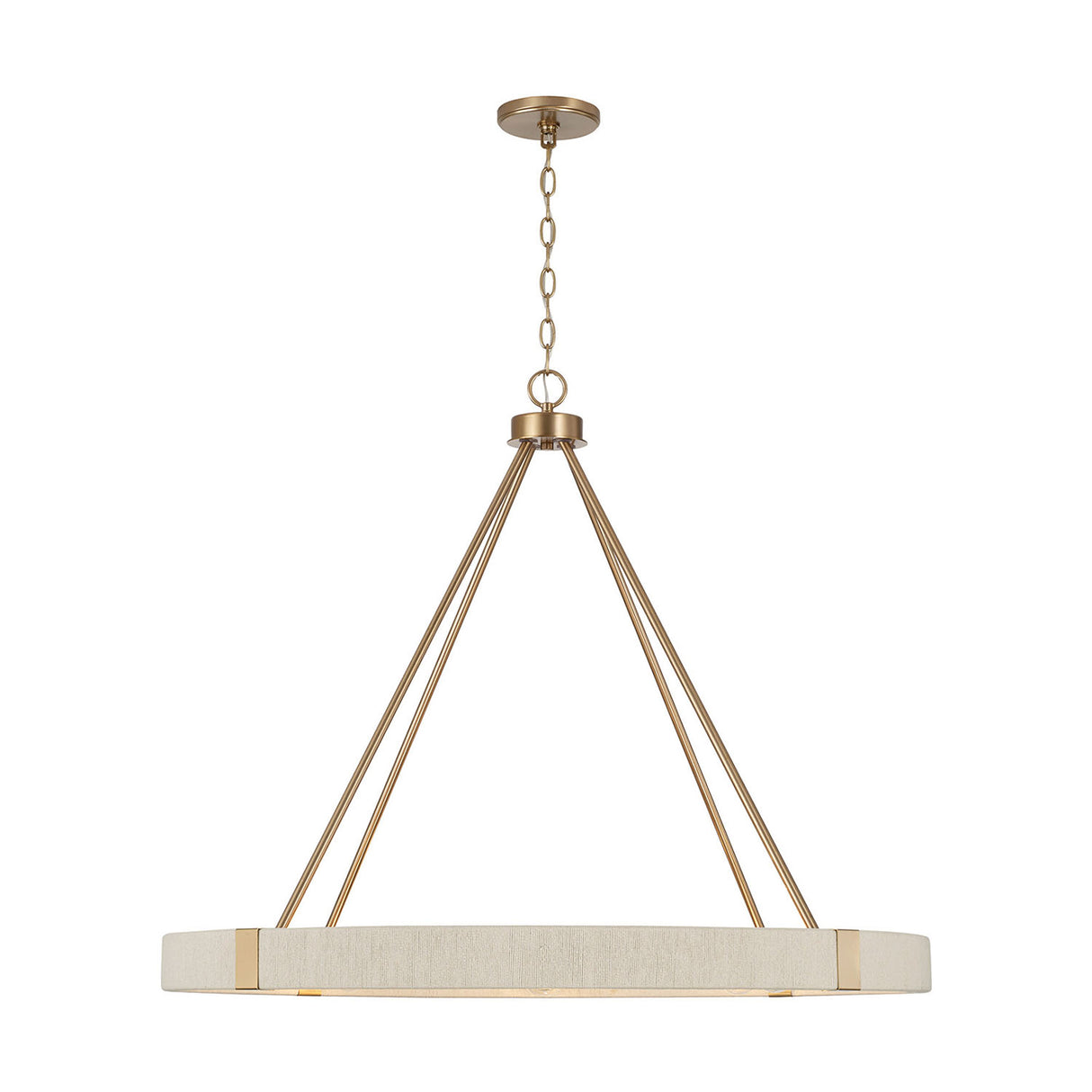 Saltair Ring Chandelier 36", Matte Brass with Natural Rope