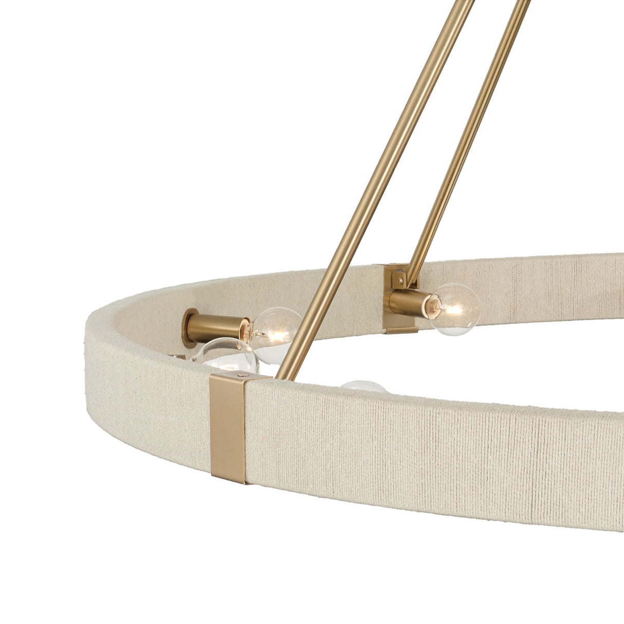 Saltair Ring Chandelier 48", Matte Brass with Natural Rope