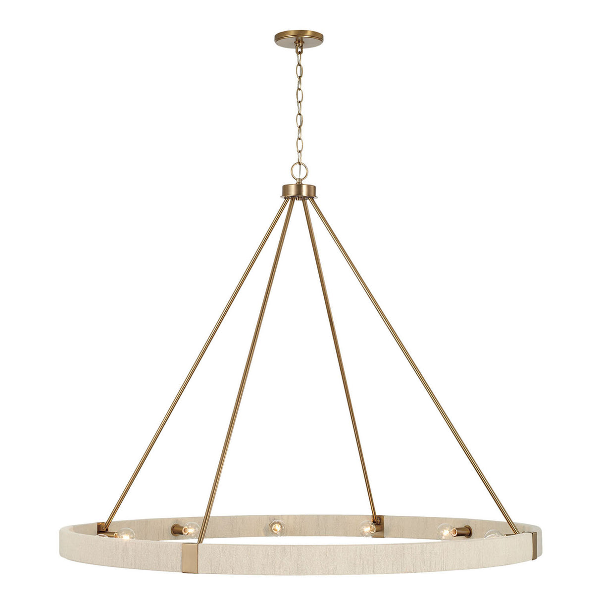 Saltair Ring Chandelier 48", Matte Brass with Natural Rope