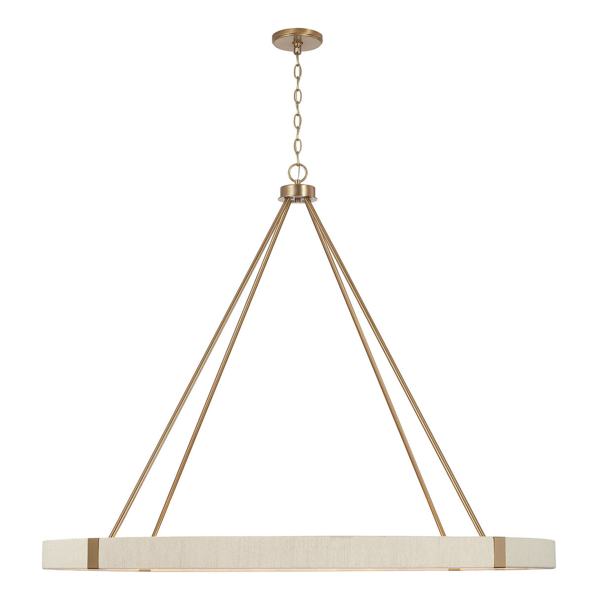 Saltair Ring Chandelier 48", Matte Brass with Natural Rope