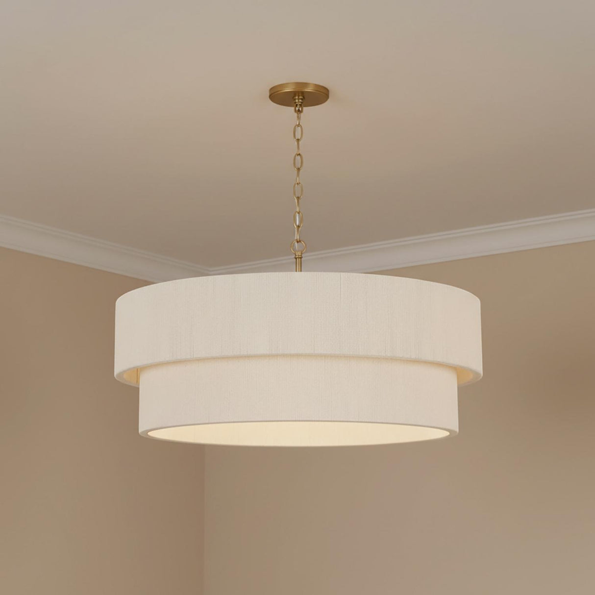 Saltair Chandelier 30", Matte Brass with Natural Rope