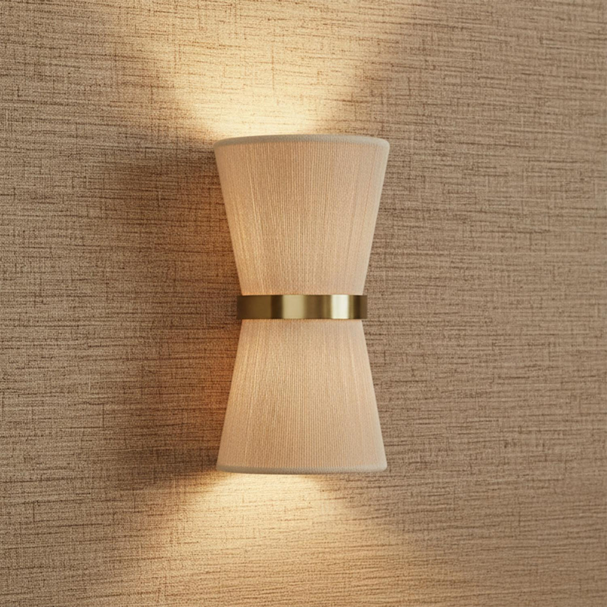 Beacon 2 Light Wall Sconce 16", Patina Brass with Natural Rope