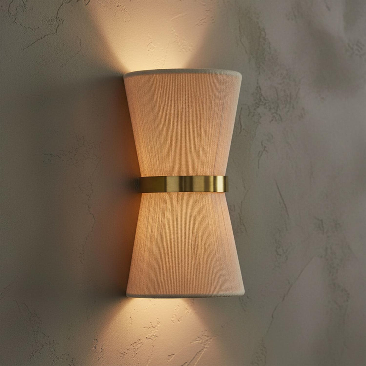 Beacon 2 Light Wall Sconce 16", Patina Brass with Natural Rope