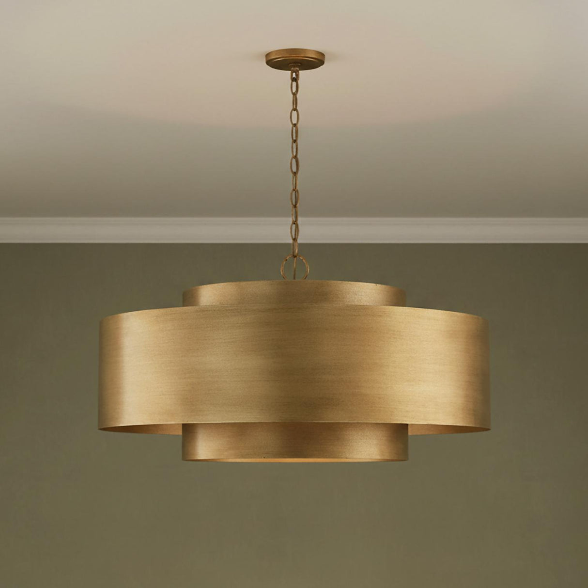 Reed Chandelier 30", Textured Brushed Brass