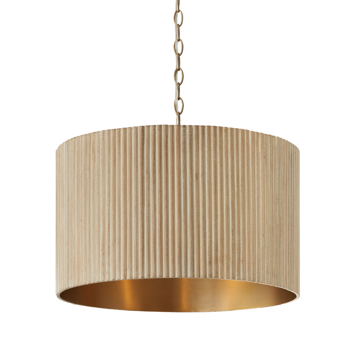 Leery Pendant 20", Whitewash and Matte Brass