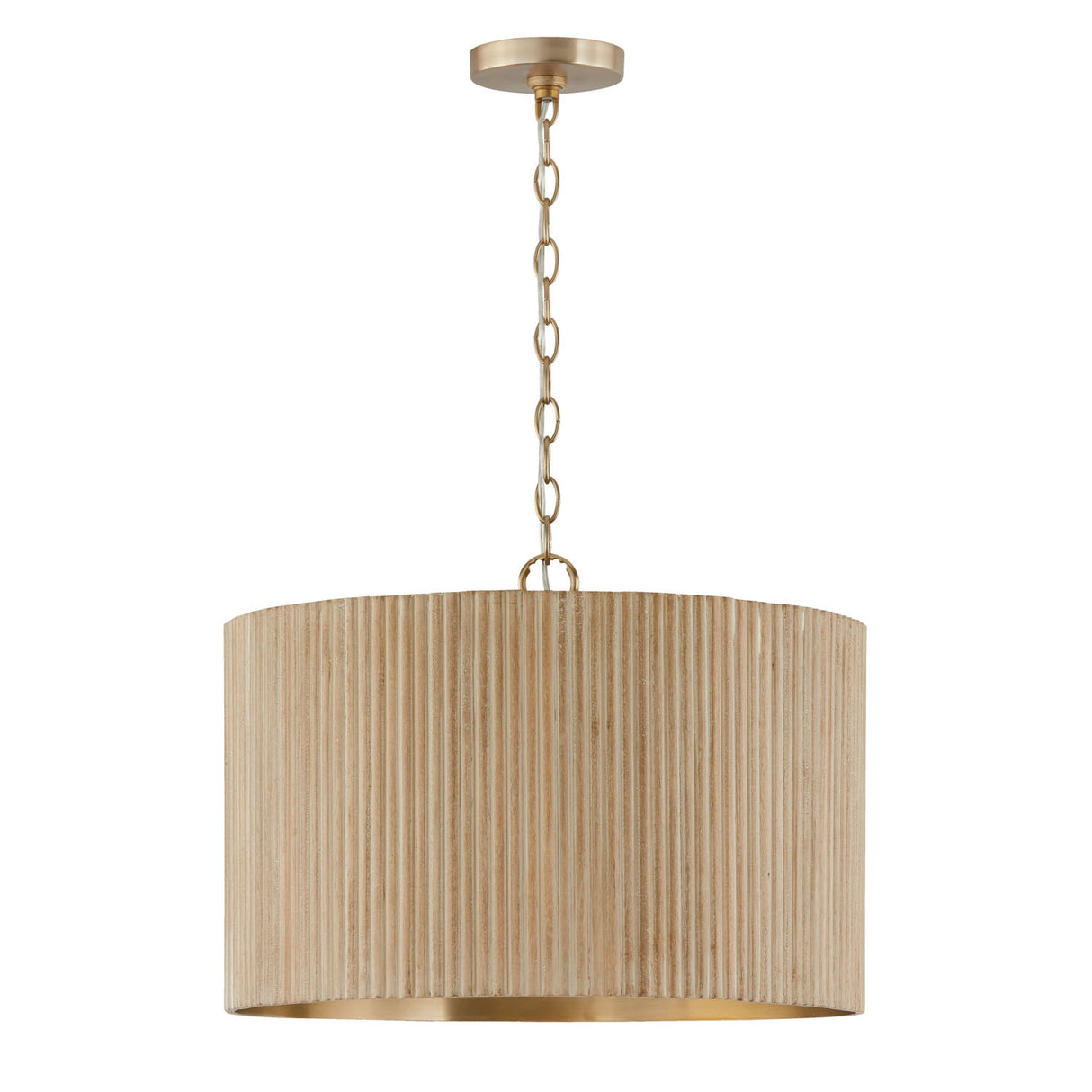 Leery Pendant 20", Whitewash and Matte Brass