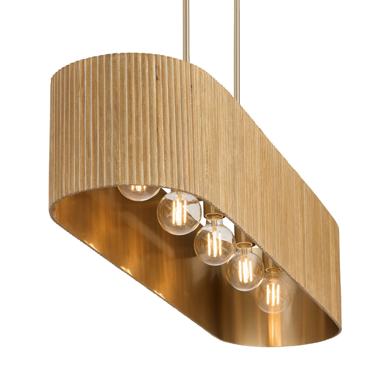 Leery Linear Chandelier 44", Whitewash and Matte Brass