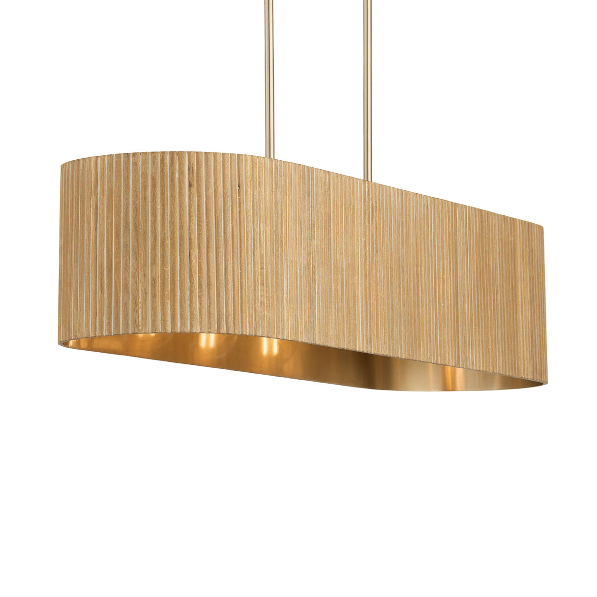 Leery Linear Chandelier 44", Whitewash and Matte Brass