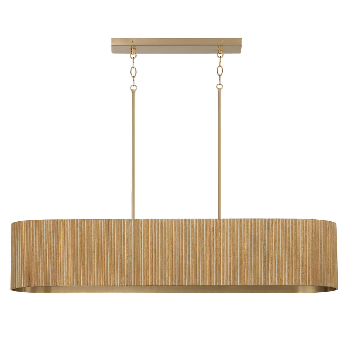Leery Linear Chandelier 44", Whitewash and Matte Brass