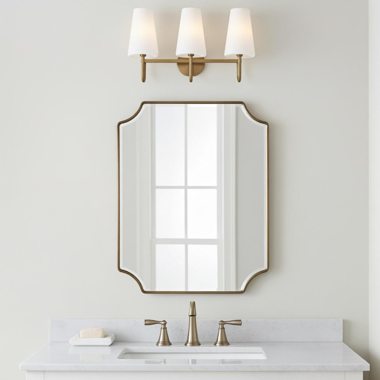 Viola 3 Light Vanity, Aged Brass