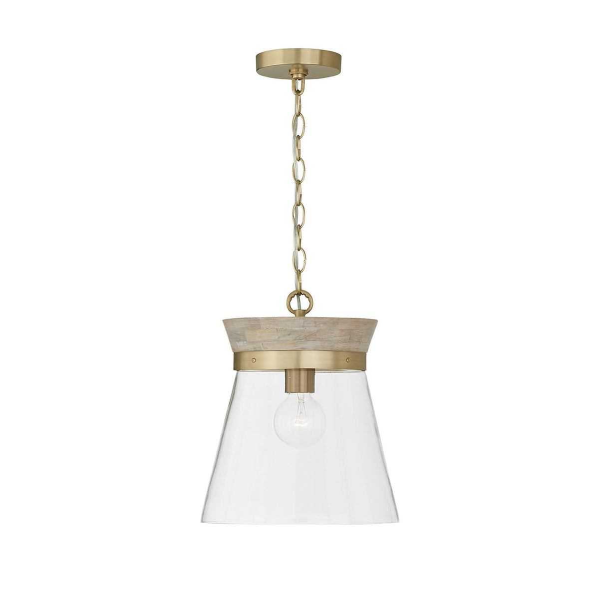Maren Pendant 12", Whitewash and Matte Brass