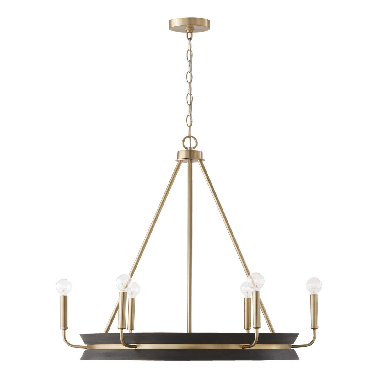 Maren 6 Light Chandelier 31", Ebony and Matte Brass