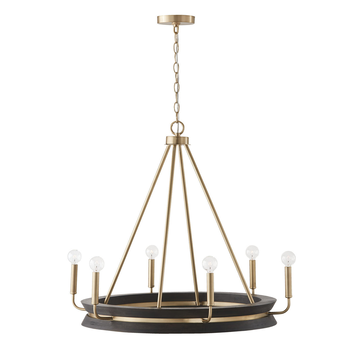 Maren 6 Light Chandelier 31", Ebony and Matte Brass