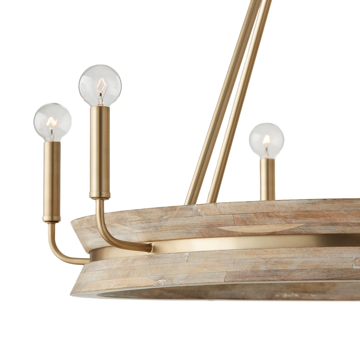 Maren 6 Light Chandelier 31", Whitewash and Matte Brass