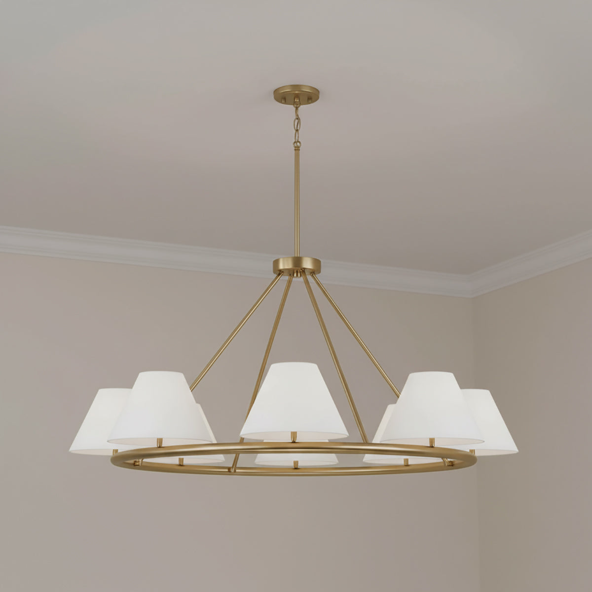 Simone 8 Light Ring Chandelier 45" for Transitional home with Warm Beige walls