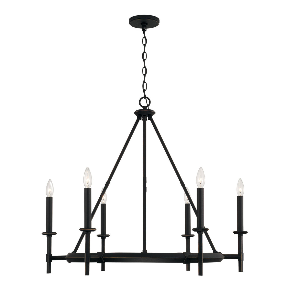 Bexley 6 Light Ring Chandelier 33", Brushed Black Iron