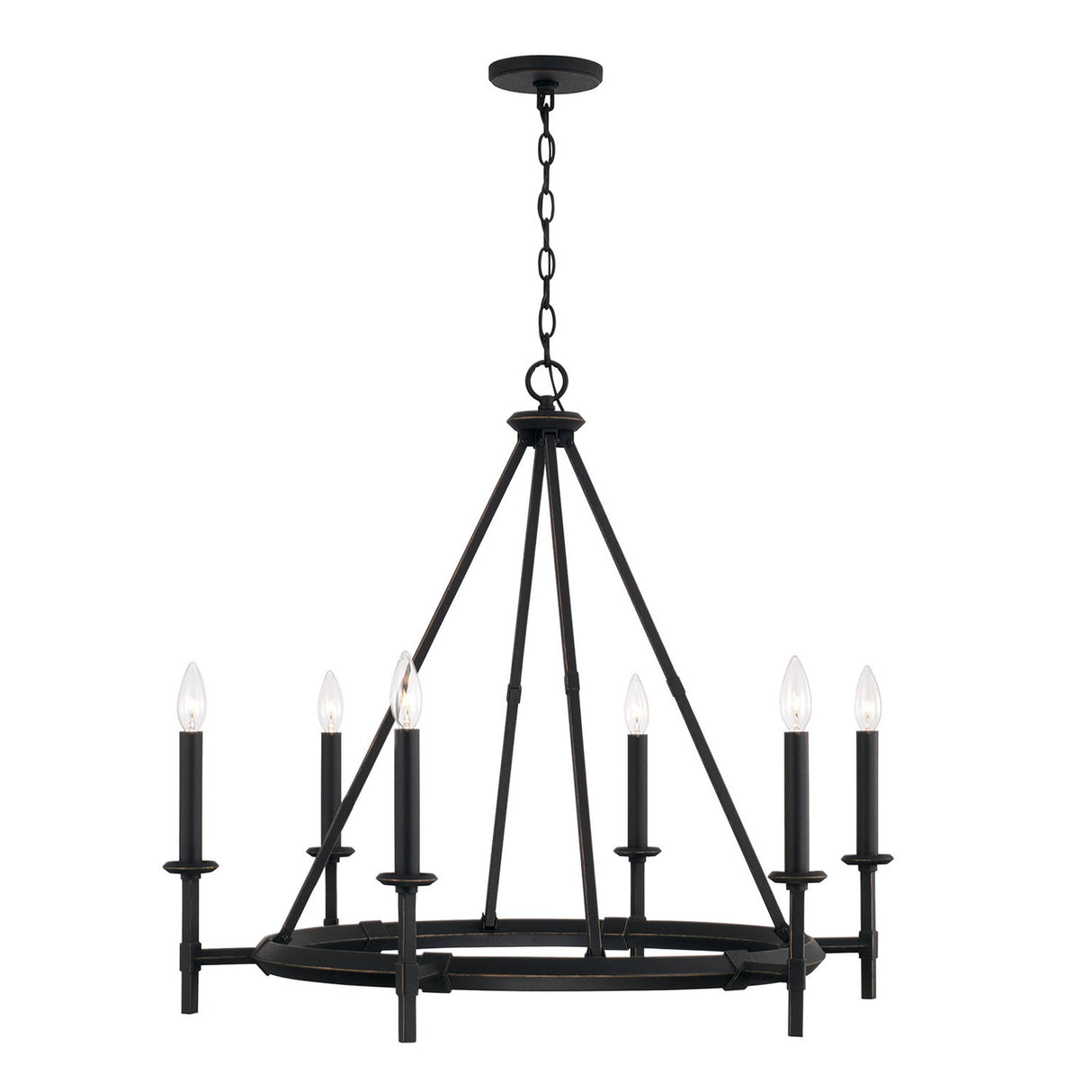Bexley 6 Light Ring Chandelier 33", Brushed Black Iron