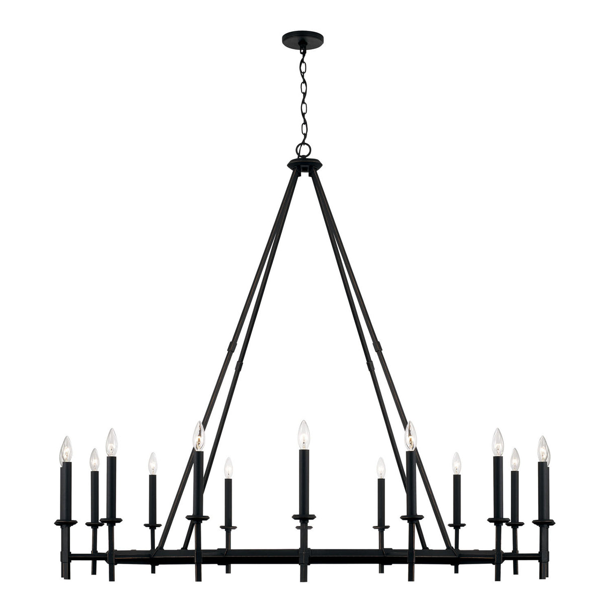 Bexley 16 Light Ring Chandelier 60", Brushed Black Iron