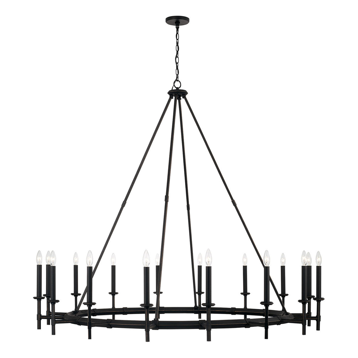 Bexley 16 Light Ring Chandelier 60", Brushed Black Iron