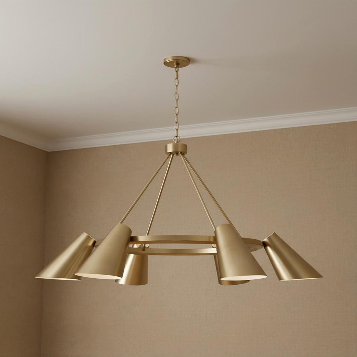 Crosby 6 Light Ring Chandelier 48", Matte Brass