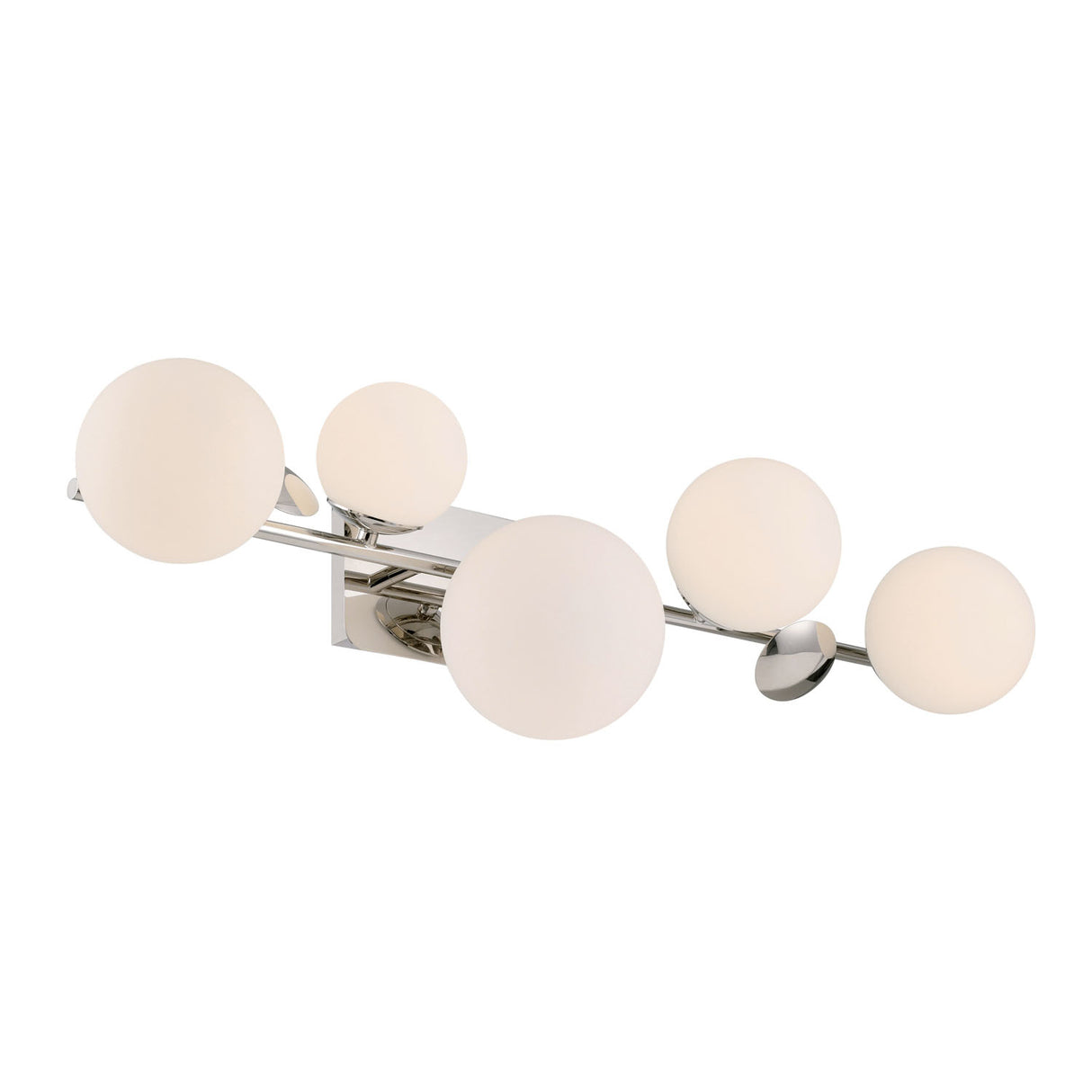 Inari LED 5 Light Vanity, Polished Nickel with Opal Glass