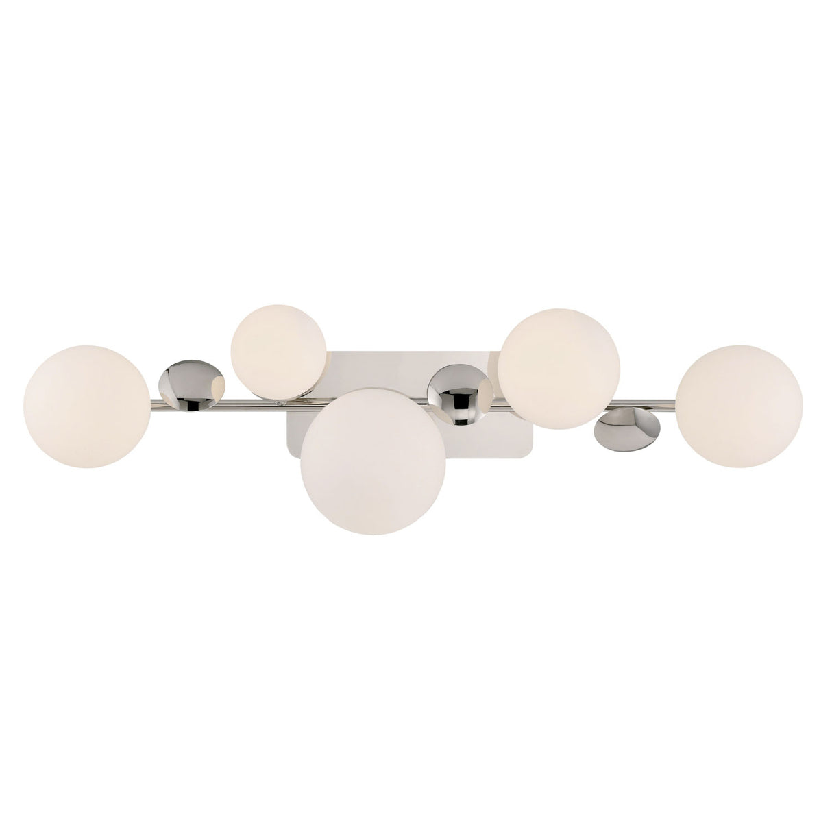 Inari LED 5 Light Vanity, Polished Nickel with Opal Glass