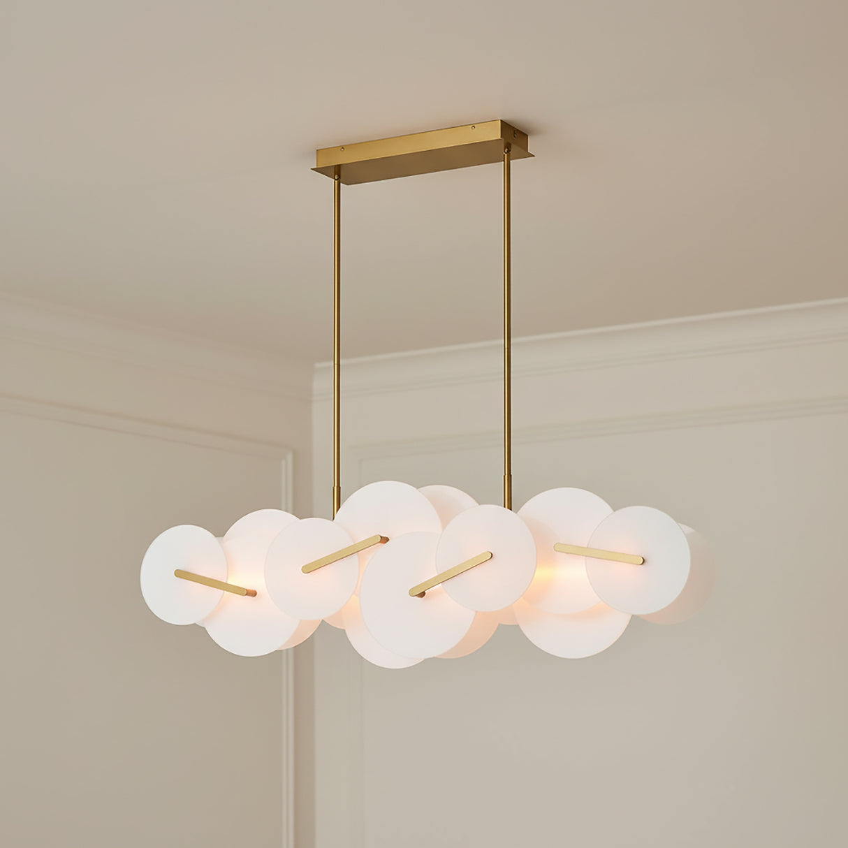 Malya LED Linear Chandelier 56" for Modern home with Beige walls