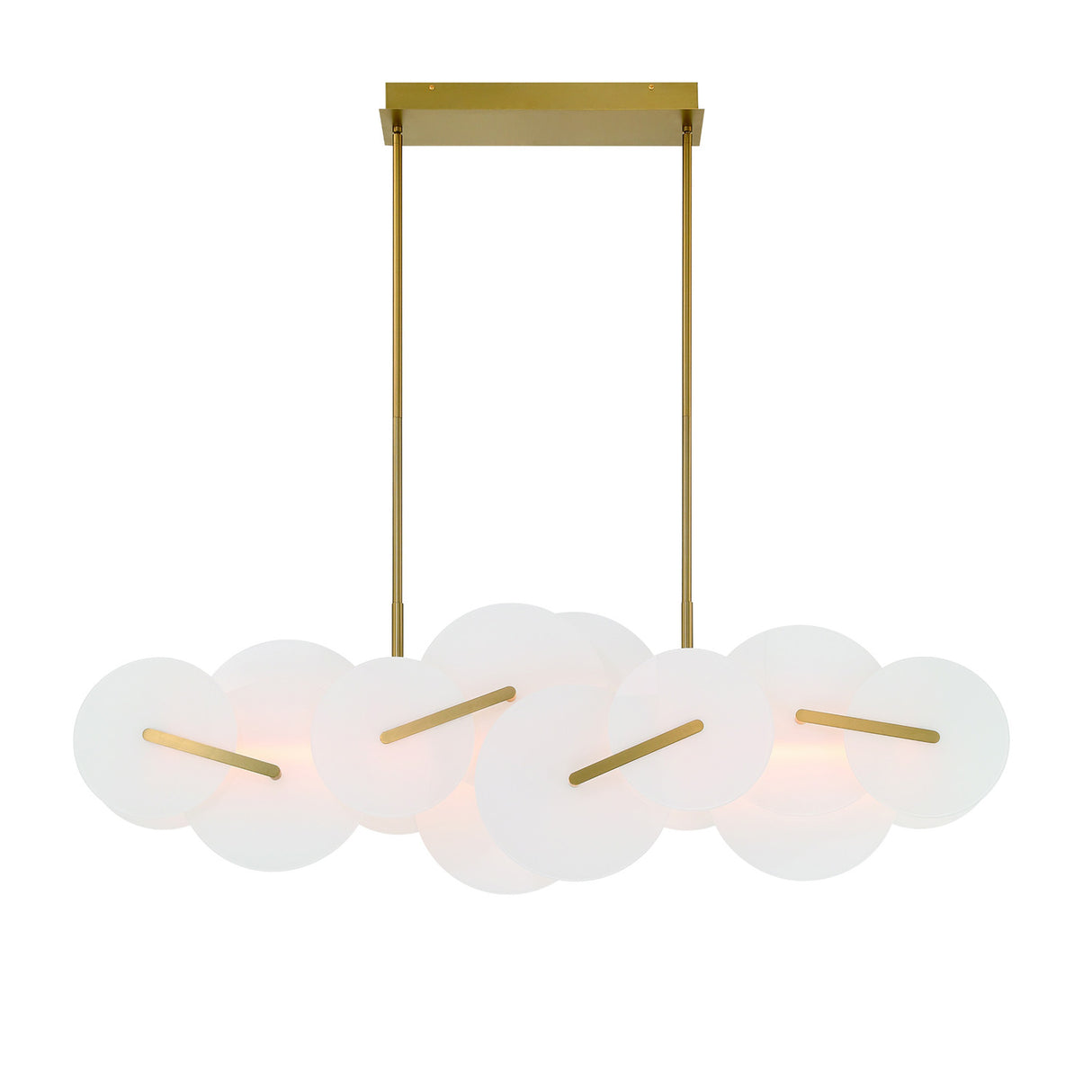 Malya LED  Linear Chandelier 56", Brass with Opal Glass