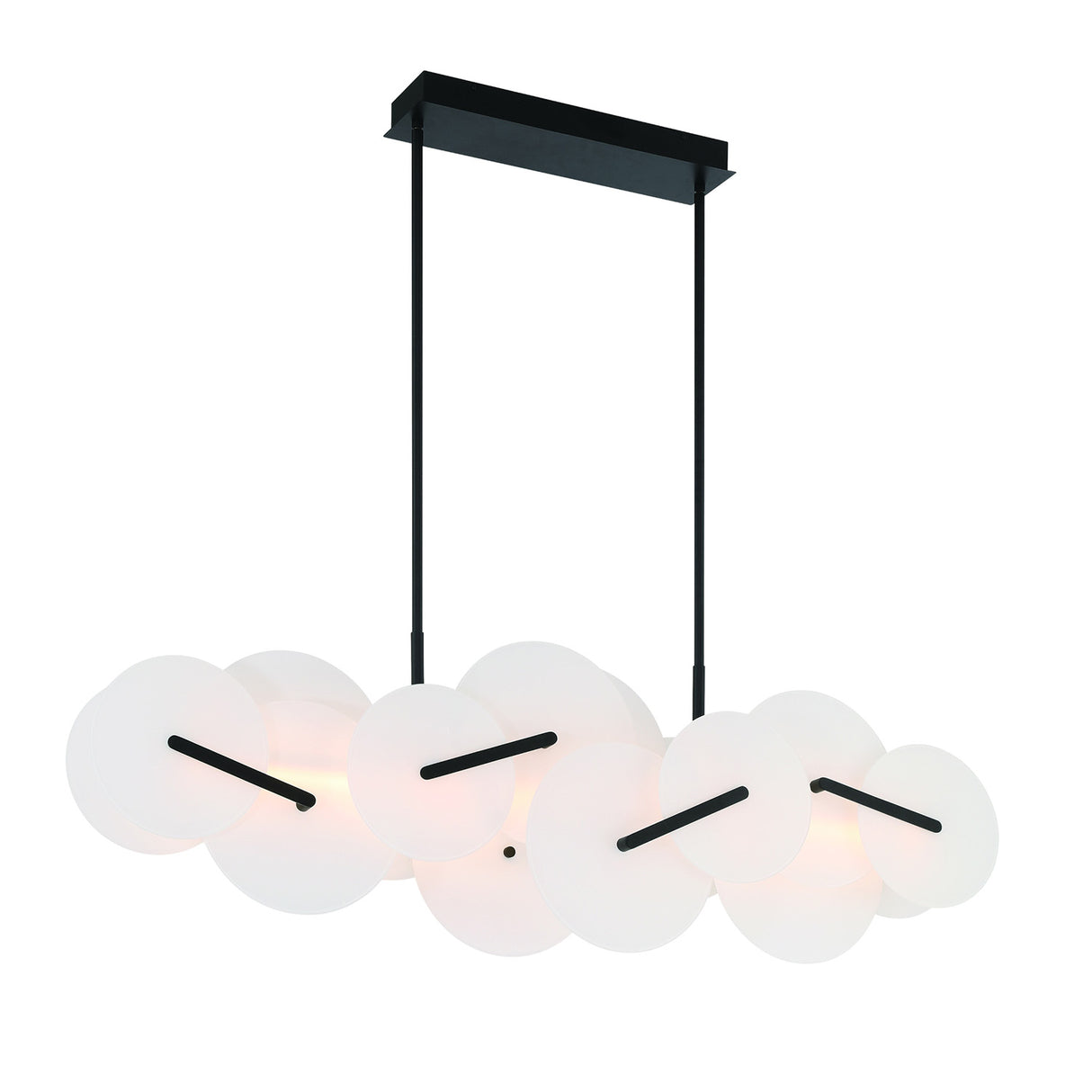 Malya LED Linear Chandelier 56", Matte Black with Opal Glass