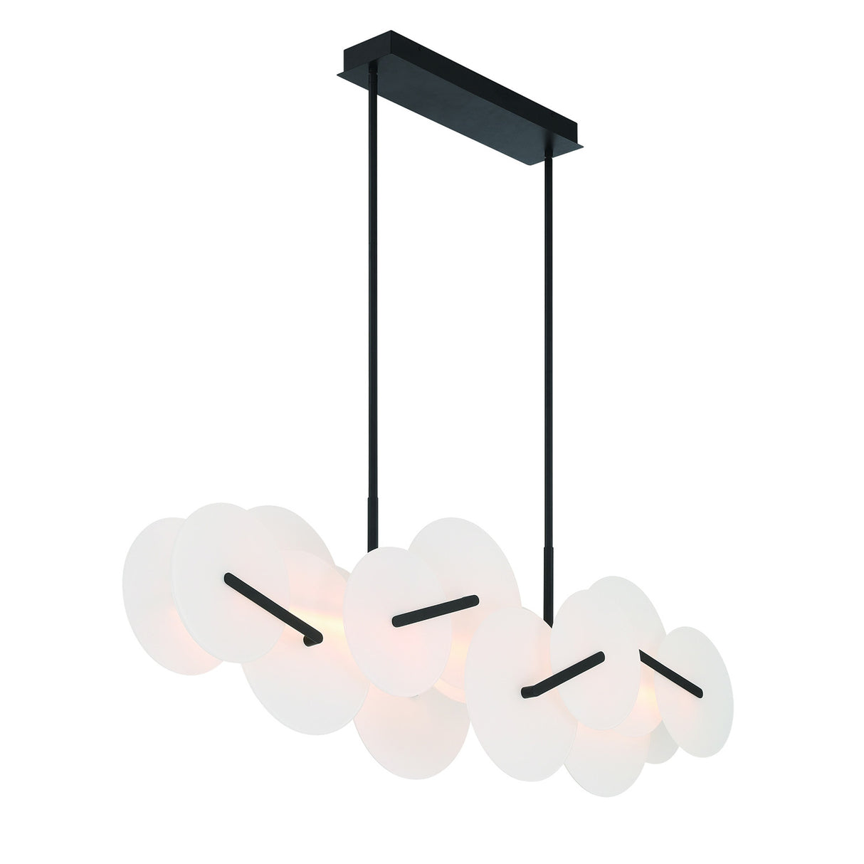 Malya LED Linear Chandelier 56", Matte Black with Opal Glass