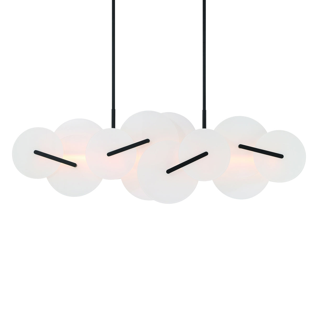 Malya LED Linear Chandelier 56", Matte Black with Opal Glass