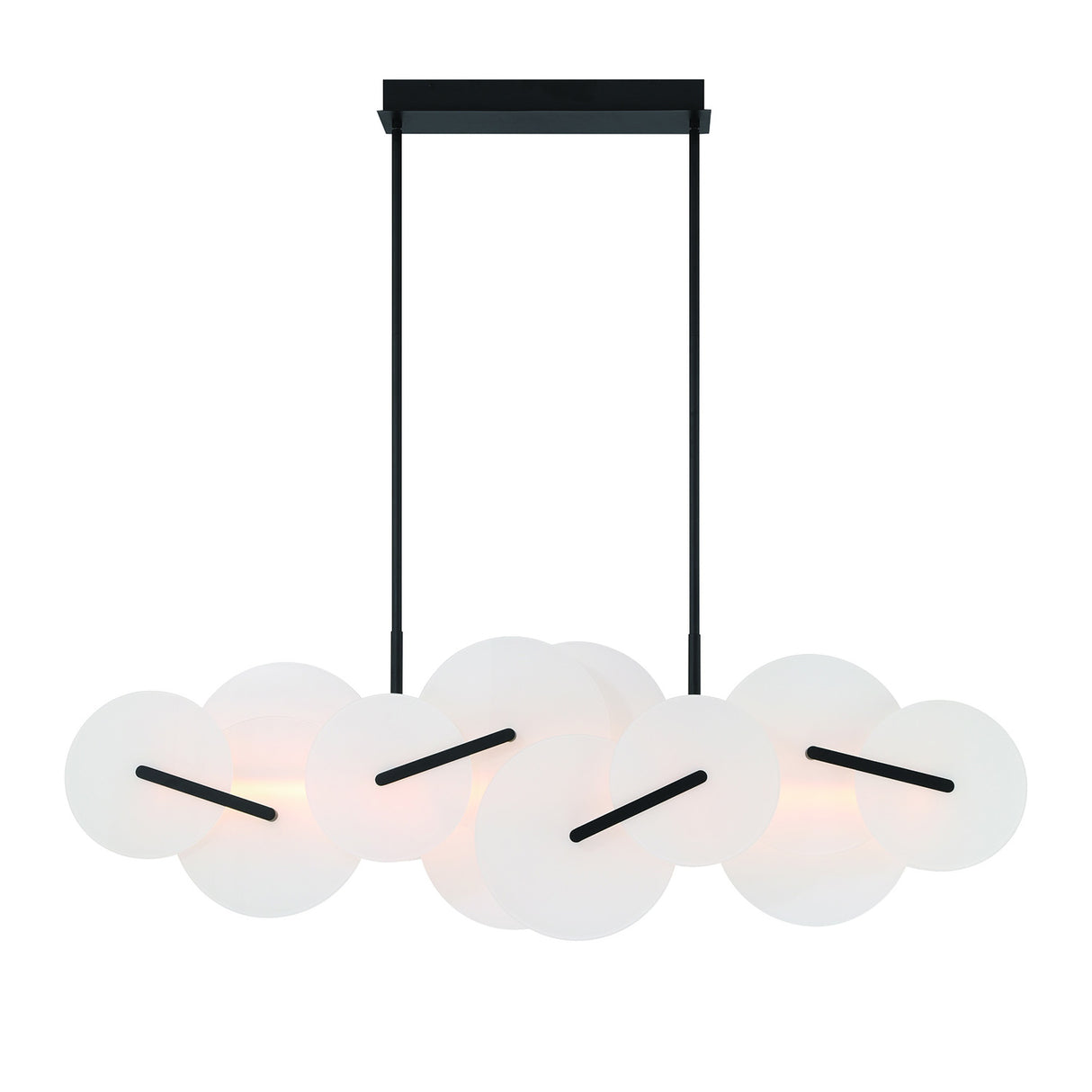 Malya LED Linear Chandelier 56", Matte Black with Opal Glass