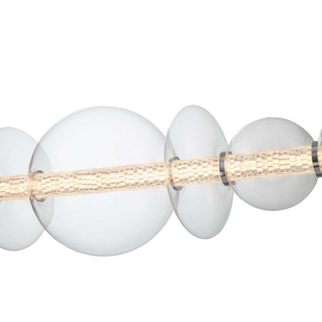 Elara LED 9 Light Linear Chandelier 74", Chrome and Clear Glass