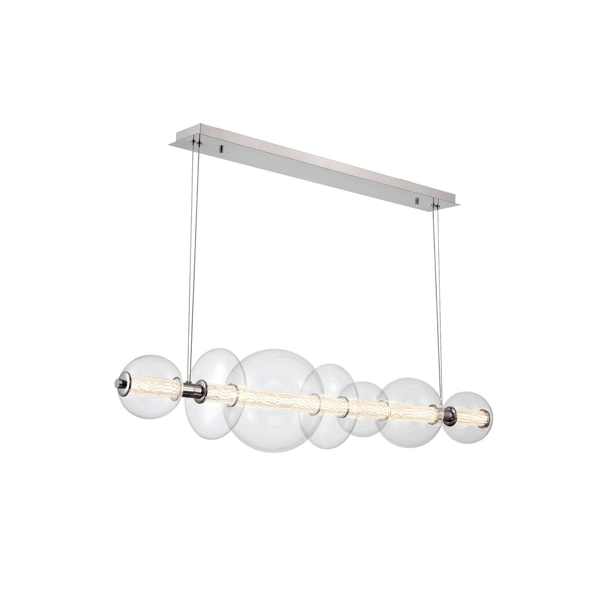 Elara LED 7 Light Linear Chandelier 56", Chrome and Clear Glass