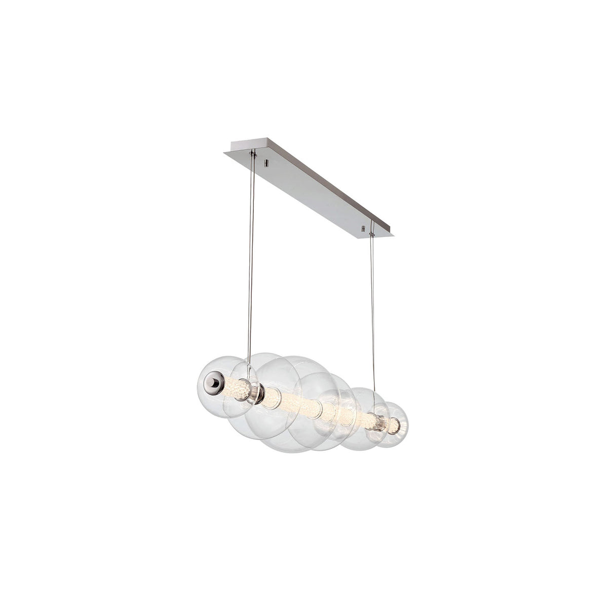 Elara LED 7 Light Linear Chandelier 56", Chrome and Clear Glass
