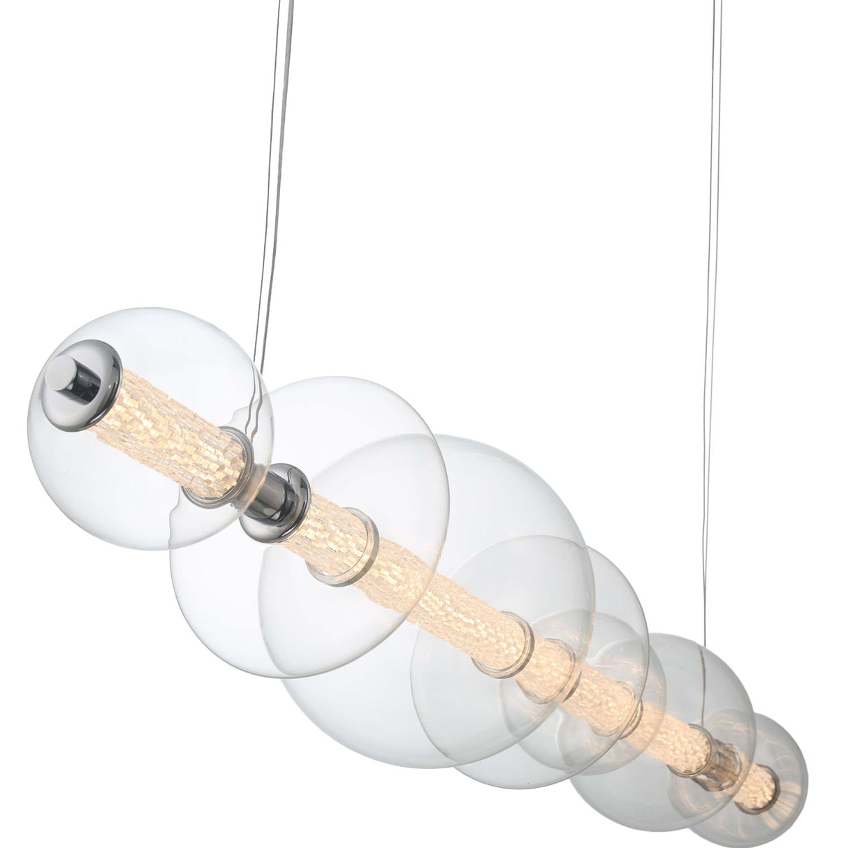 Elara LED 7 Light Linear Chandelier 56", Chrome and Clear Glass
